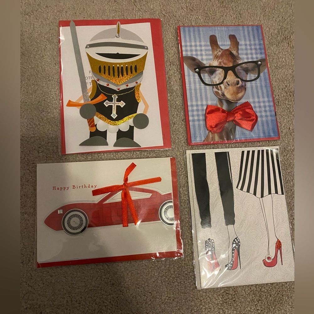 Collection of 4 (Adorable) Hand-Made Greeting Cards